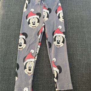 Zara Kids Leggings - Gray with Mickey Mouse in Santa Hat